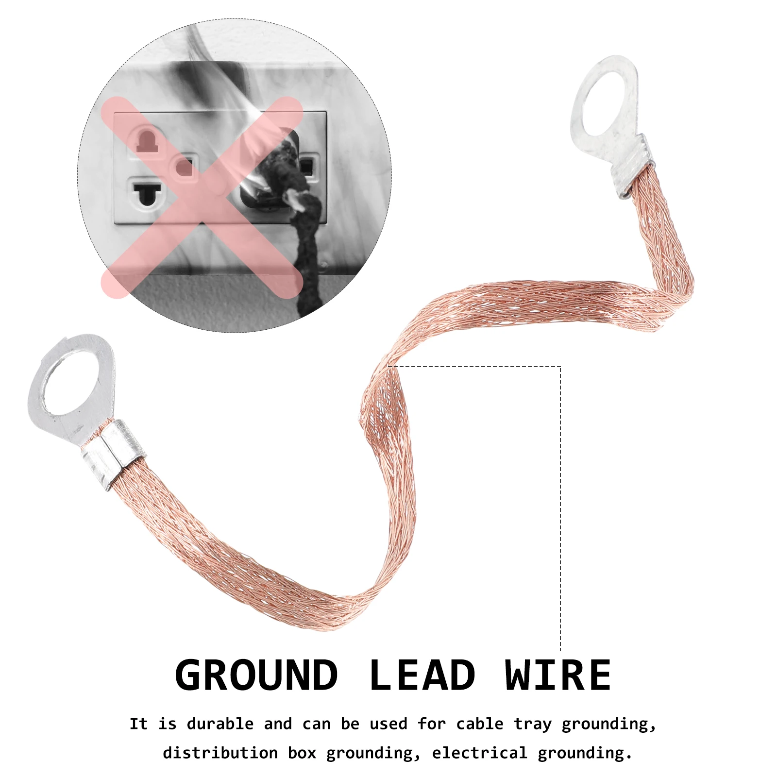 

100pcs Copper Braided Grounding Wire Straps Electrical Cabinet Flat Flexible Connection Thick Durable Wear-resistant