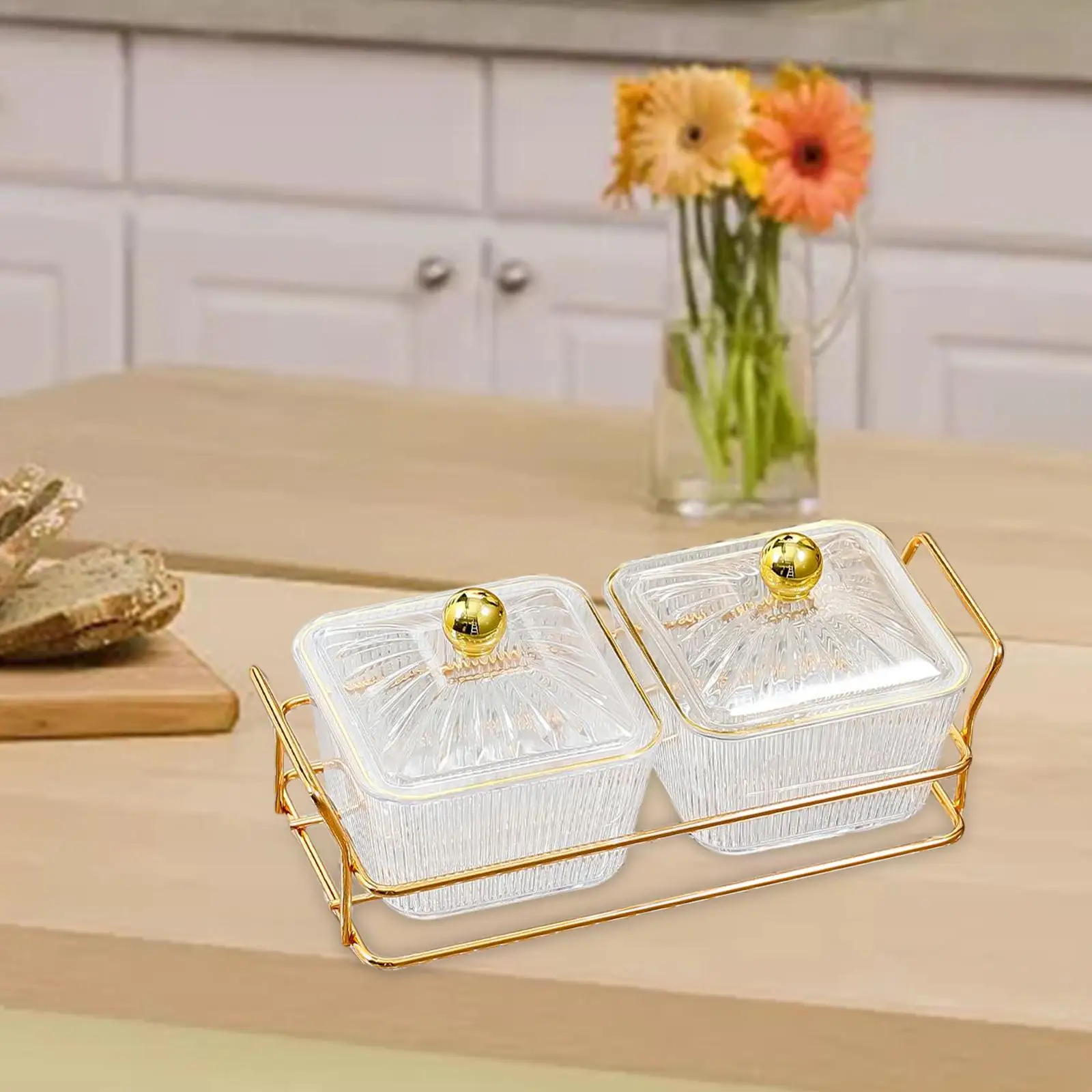 Creative Divided Serving Platter with Lid Appetizer Serving Tray Snack Dishes Food Storage Box Nuts Tray for Nuts Fruits - view 5