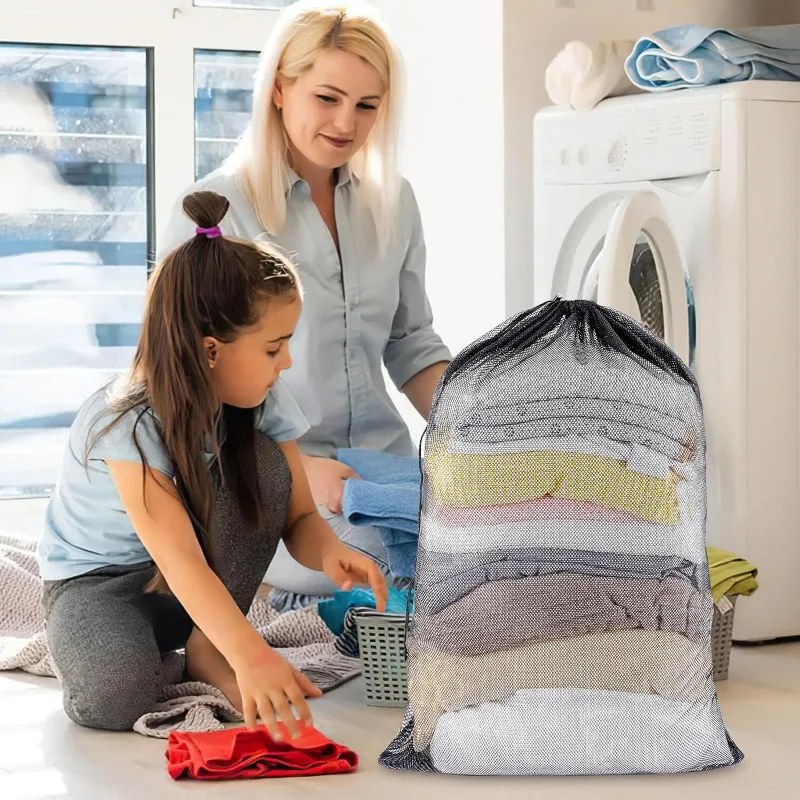 옷걸이 1PC Laundry Mesh Bag Solid Color Drawstring Laundry Bag Anti-snagging Anti-deformation deformation Mesh Clothes Washing Bag