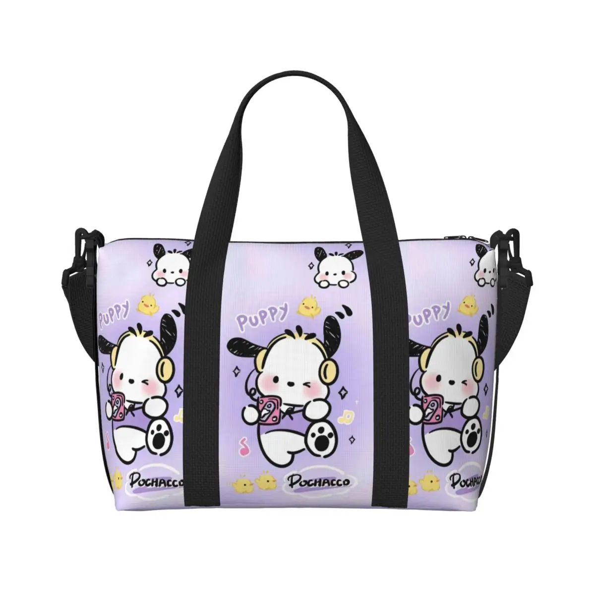

Custom Pochacco Tote Bag for Women Large Capacity Cute Dog Beach Gym Travel Bags