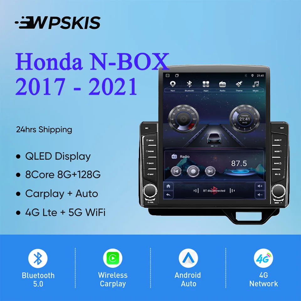 8Core 8G+128G Carplay Auto Car Radio Audio Stereo Tape Recorder HU Head Unit For Honda N-BOX 2017 - 2021 GPS Navi DVD Cassette