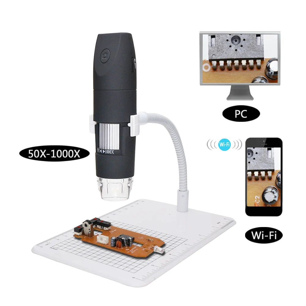 1000X Kính Hiển Vi Kỹ Thuật Số Đèn LED Chiếu Sáng Kính Hiển Vi Điện Tử Wifi Kết Nối Điện Thoại Thông Minh Máy Tính Cho PCB Kiểm Tra Sửa Chữa Điện Thoại