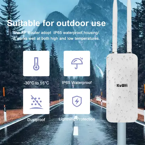 KuWFi 1200Mbps utomhus-AP-router med dubbla band, trådlös Wi-Fi-åtkomstpunkt, AP-router med hög förstärkning, extern antenn, 24V POE-repeater 8 best sales utomhusåtkomstpunkt - №2