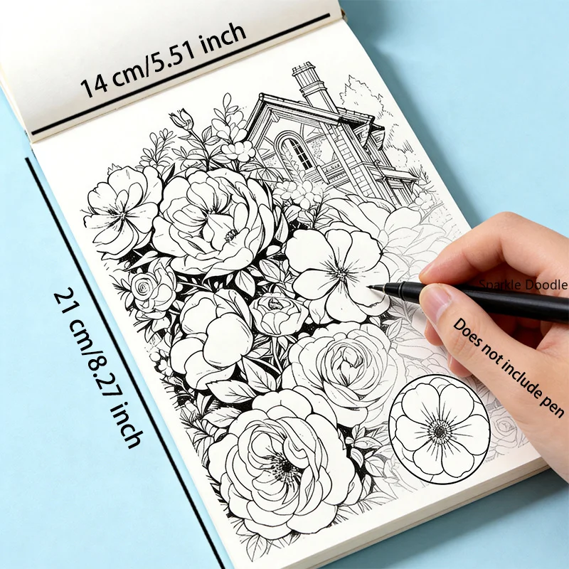 A Book for Adults To Calm Down, Relieve Anxiety, Control Pen, Sketch, Multi Theme Zen Wrap Painting Copy and Coloring, 24 Pages