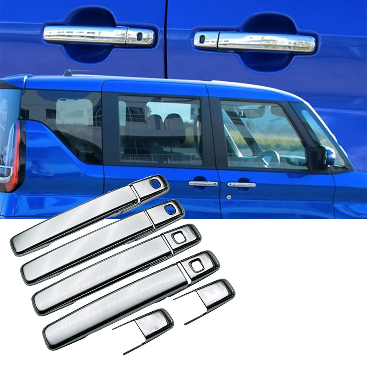 1Set 4 Door Handle Chrome Cover Trim for Mitsubishi Delica Mini 2023 2024 Outside Exterior Door Handle Protection