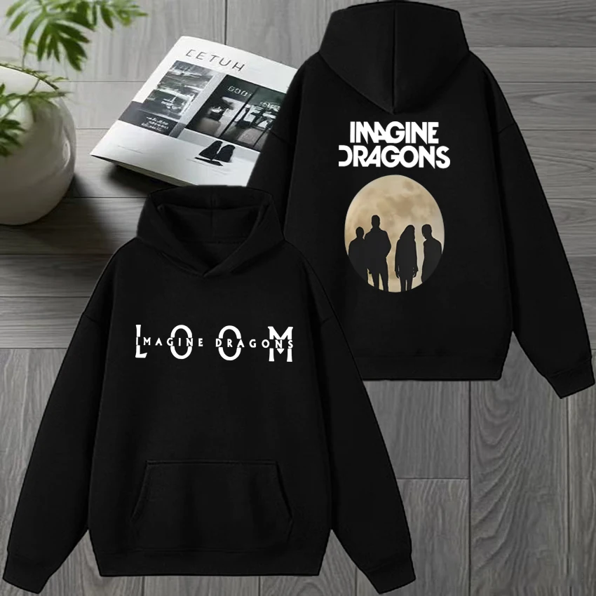 

Rock band Imagine Dragons Band Moon Silhouette Graphics print Hoodies Unisex vintage Winter pullover Men women Fleece Sweatshirt