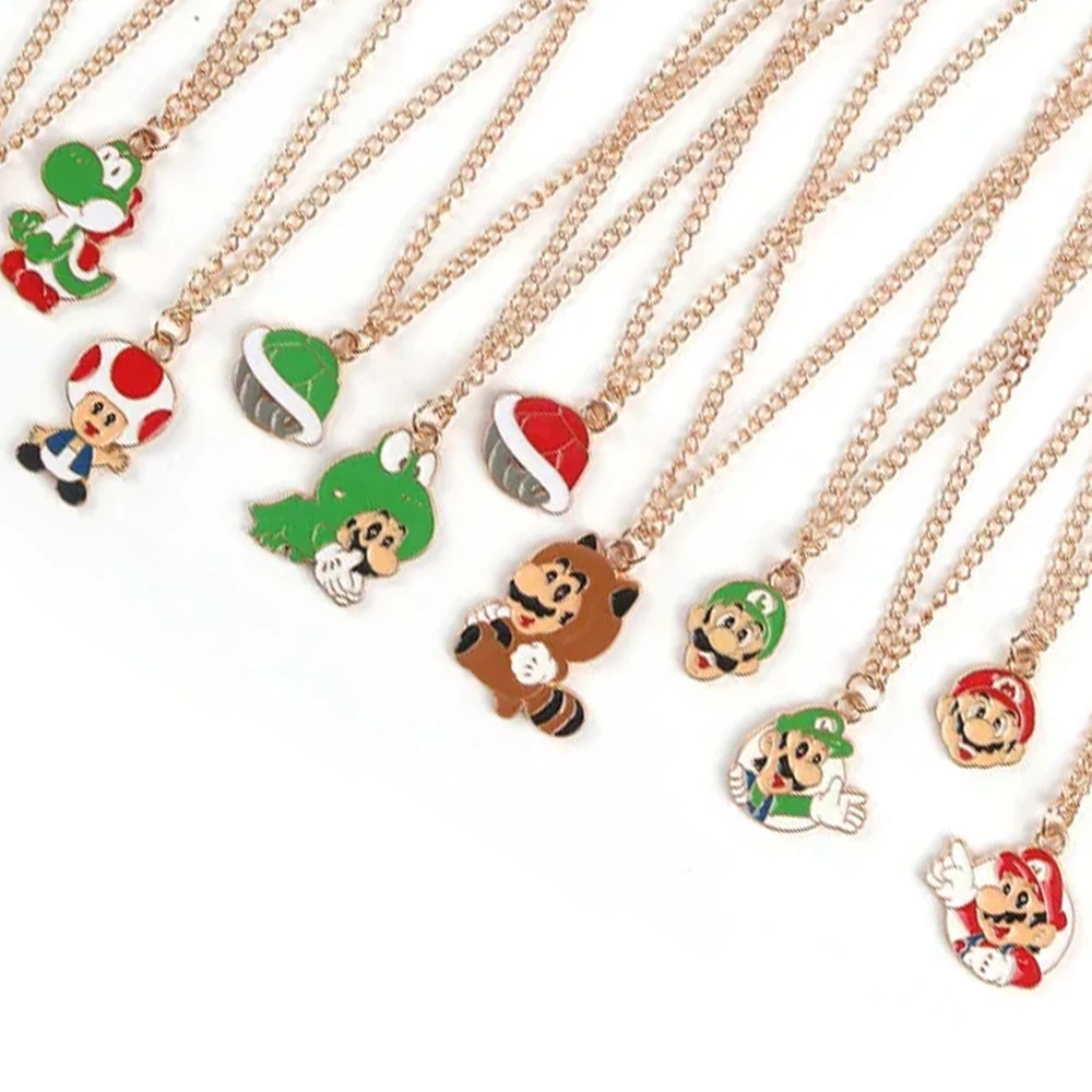 

Super Mario Bros Necklace Toy Luigi Toad Anime Figure Character Alloy Pendant Ornament Children Classic Game Peripheral Gift