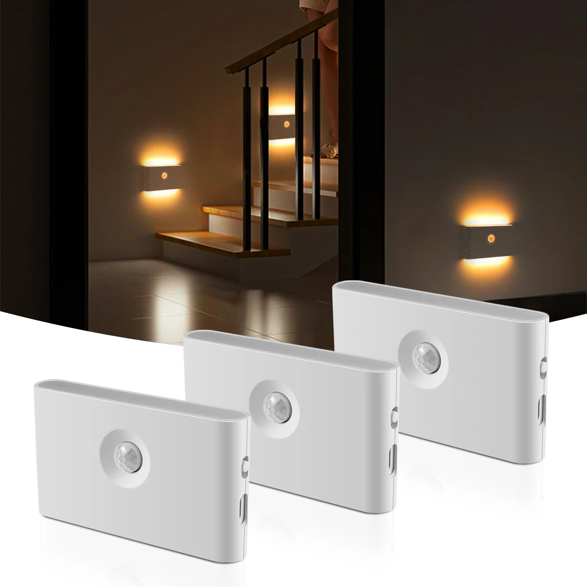 High Quality Wireless Linkage Induction LED Wall Light Rechangable Night Lamp With Motion Sensor For Stairs Corridor Lighting