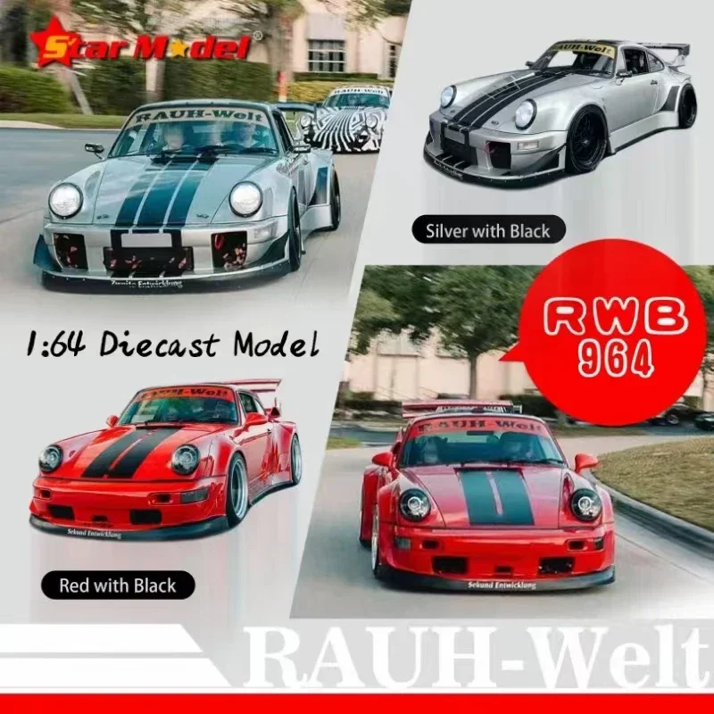 

STAR 1:64 RWB 964 GT Taikano Red Smoothie Silver Diecast Diorama Car Model Collection Miniature Toys