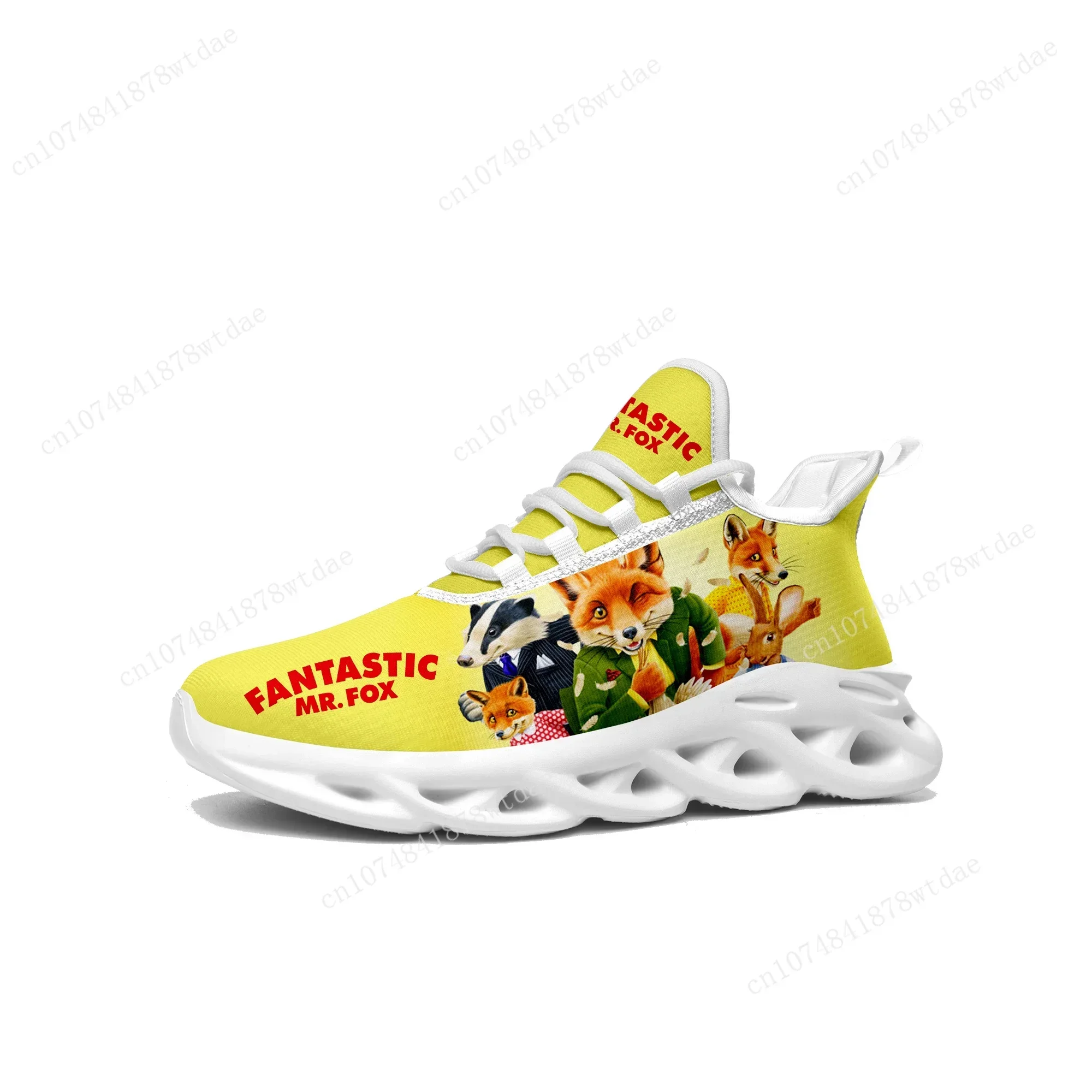 Fantásticas zapatillas planas Mr Fox para hombre y mujer, zapatillas deportivas para correr, calzado de malla con cordones personalizado de dibujos animados de alta calidad