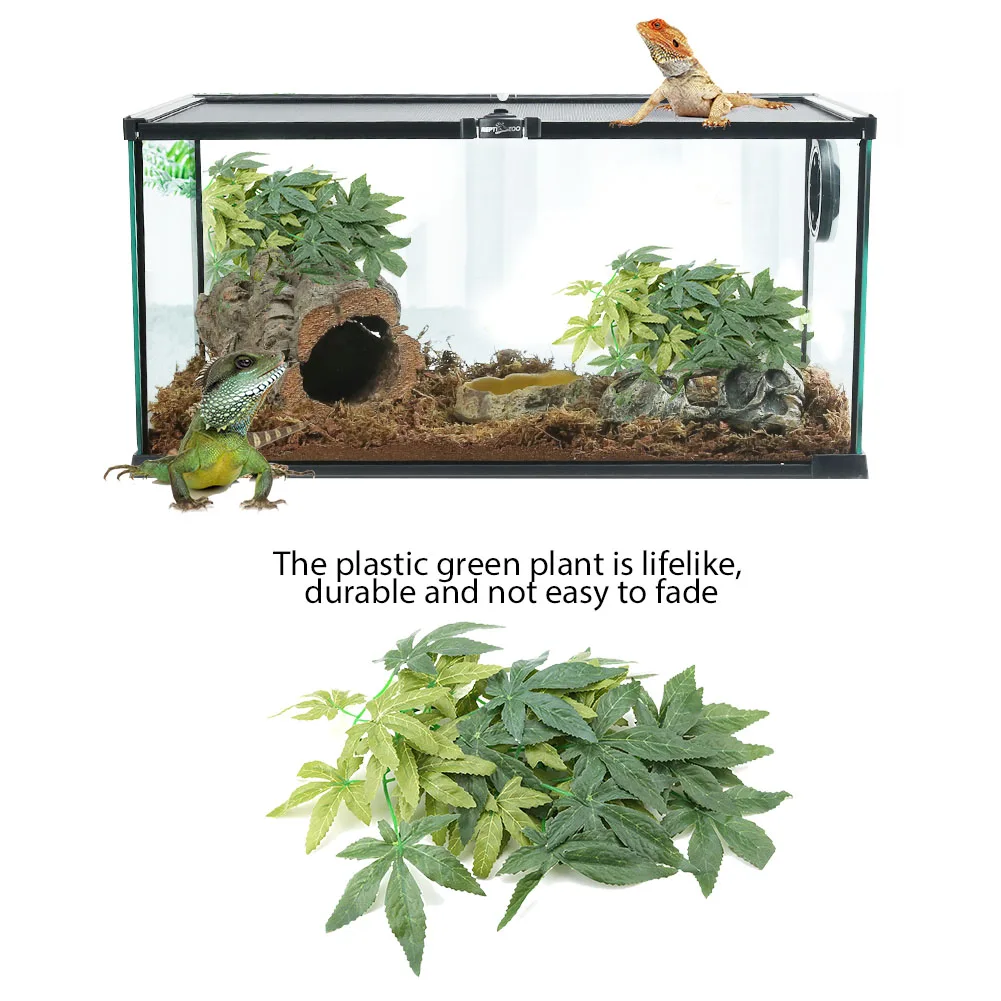 

Artificial Plant Fish Decorations Green Artificial Plant Fake Leaves Aquarium Fish Reptile Terrarium Ornaments Decor