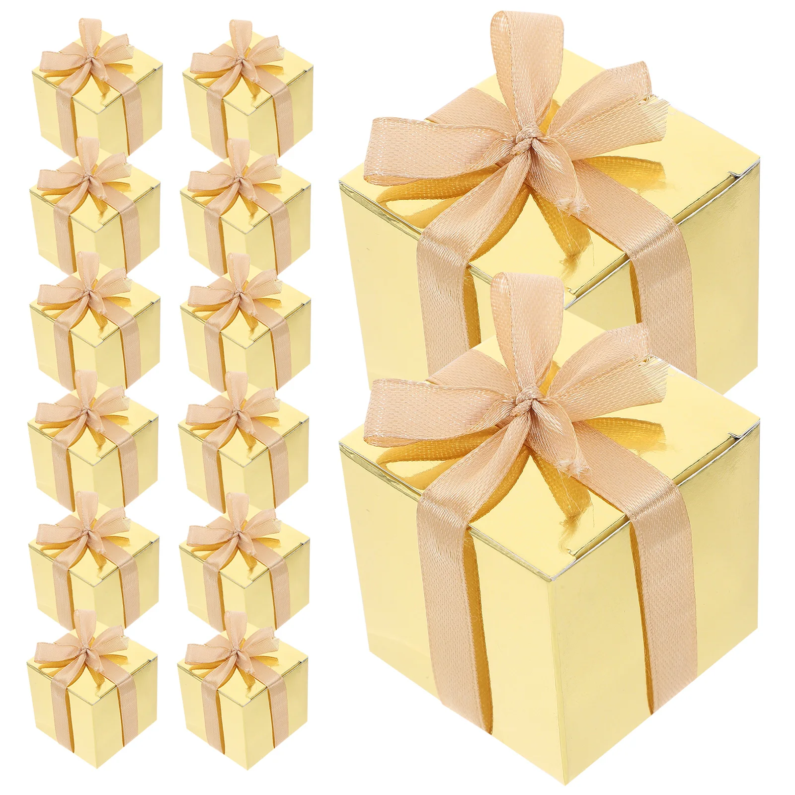 

50pcs Gold Square Candy Box 5Cm Small Chocolate Packaging Boxes Cookies Treat Containers For Weddings Parties Festivals Golden