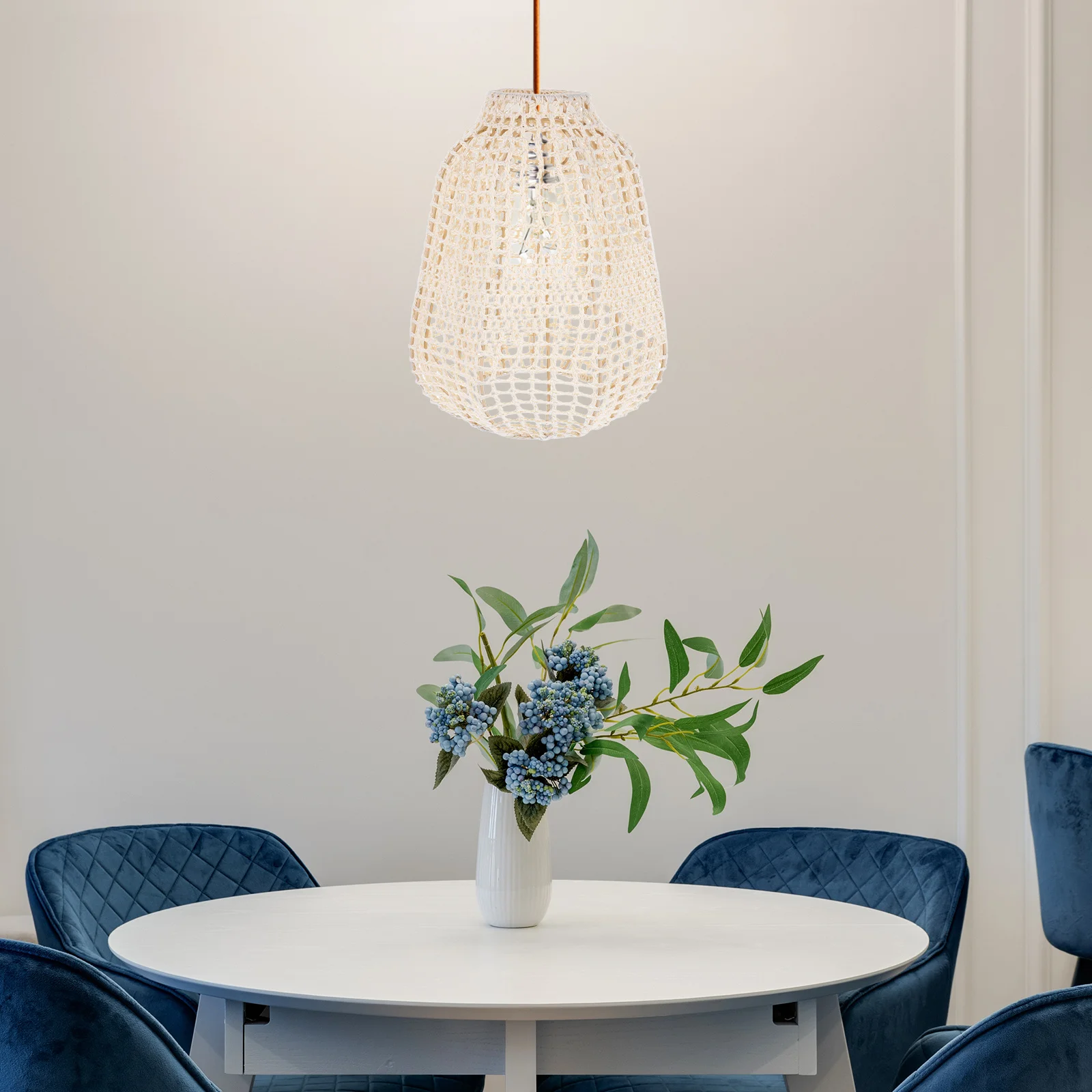 

Хлопковый плетеный абажур бежевого цвета в стиле бохо, декоративный чехол для потолочного/напольного светильника, художественная ручная работа, защитный кожух для лампы