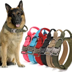 Collier tactique militaire pour chiens, avec poignée de contrôle, réglable en Nylon, pour chiens moyens et grands, Shepard allemand, entraînement à la marche