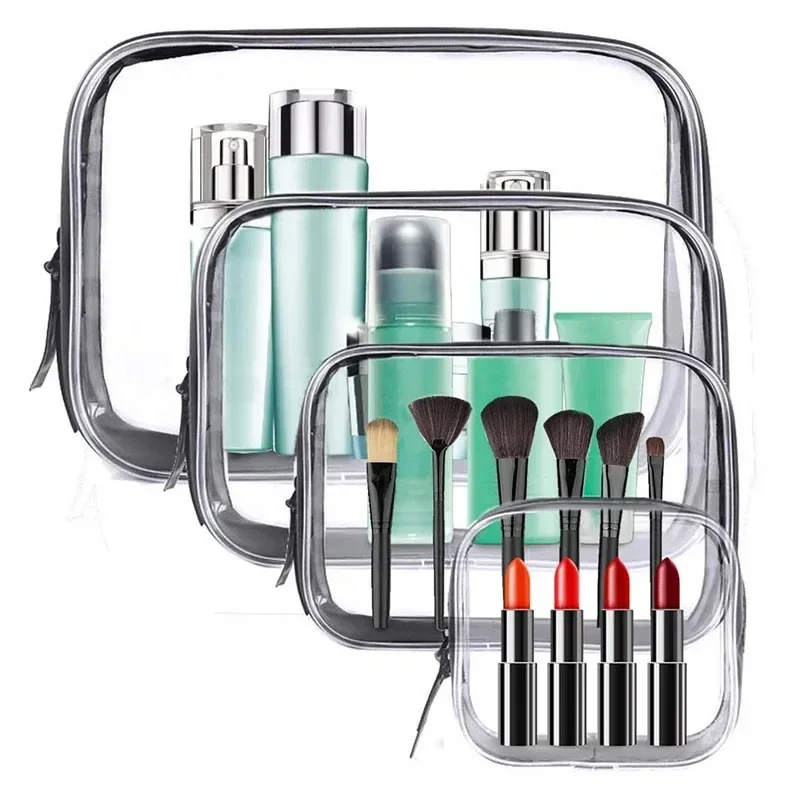

Transparent Cosmetic Bag PVC Women Zipper Clear Makeup Bags Beauty Case Travel Make Up Organizer Storage Bath Toiletry Wash Bag