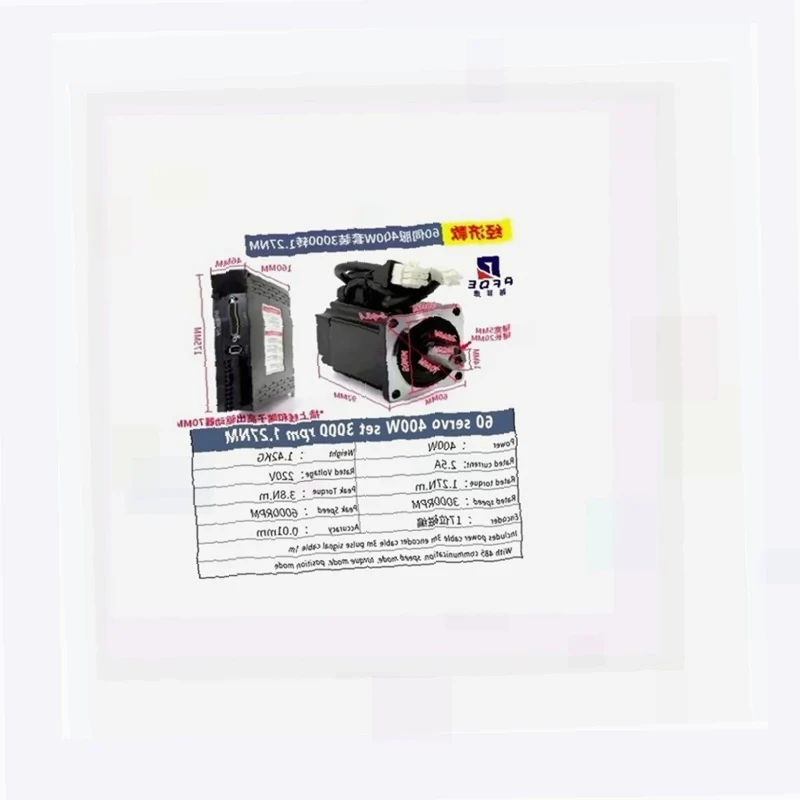 NEW 400W AC Servomotor 60 Drive Kit 3000rpm Drive + 17 bit magnetic encoder + 3 meter encoder cable Pulse Signal 5V 24V