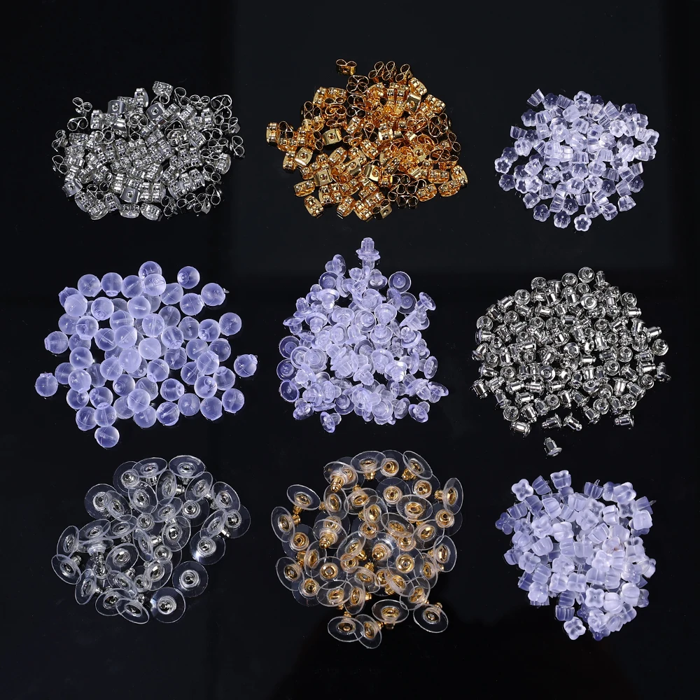 Soft Silicone Rubber Earring Back Stoppers Sets 12 Styles Anti-lost Anti-skid Fall Ear Plug DIY Jewelry Finding Making Accessory