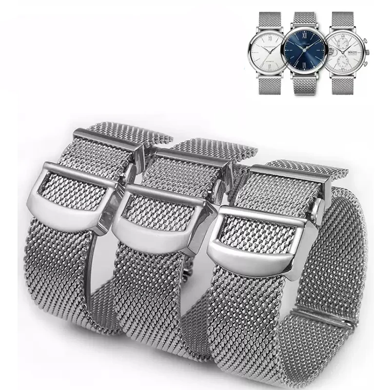

20mm22mm Milanese Stainless Steel Watch Band for IWC PORTOFINO PORTUGIESER Bracelet Metal Mesh Watch Band Wristband Accessories