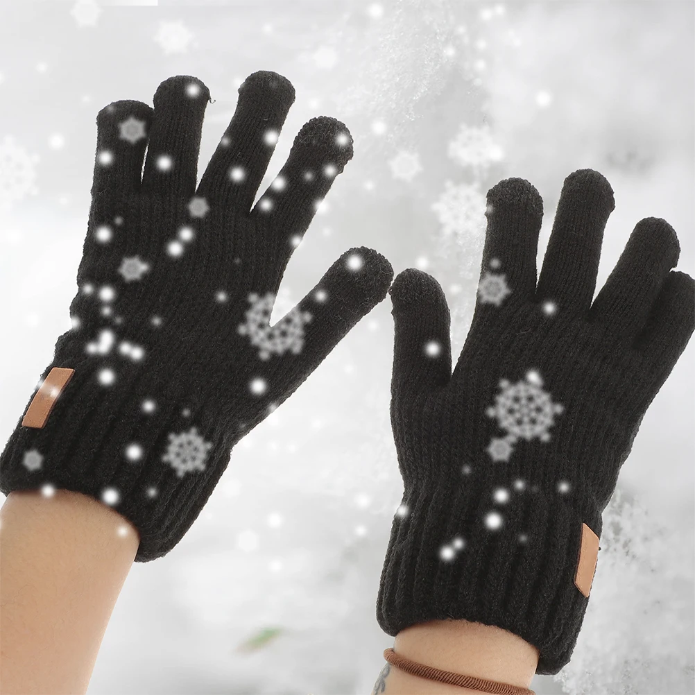 

1 Pair Cashmere Thermal Gloves Windproof Waterproof Full-Finger For Skiing Riding Fishing Hiking Outdoor Winter Activities Cold