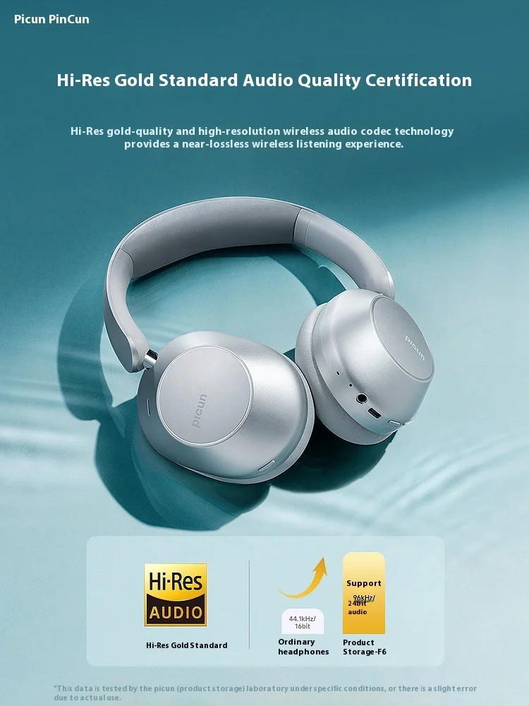 Picun F6 Wireless Headphone With 6Mics 40mm Bio Carbon Fiber Diaphragm Bluetooth 6.0 Hi-Res Spatial Sound Custom Gaming Headset