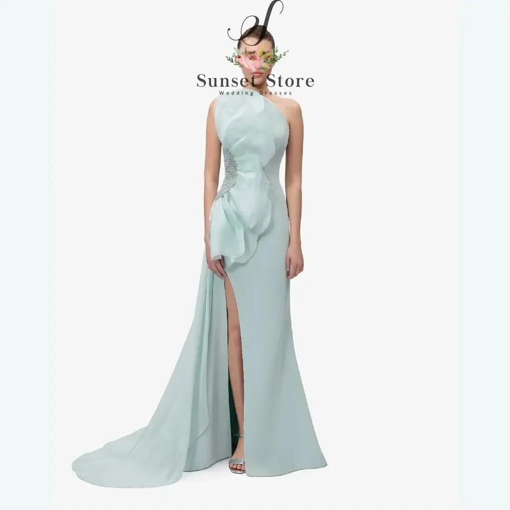 

Customized Ruched Sequined One-shoulder A-line Long Dresses Bespoke Occasion Exquisite Fashion Formal Evening
