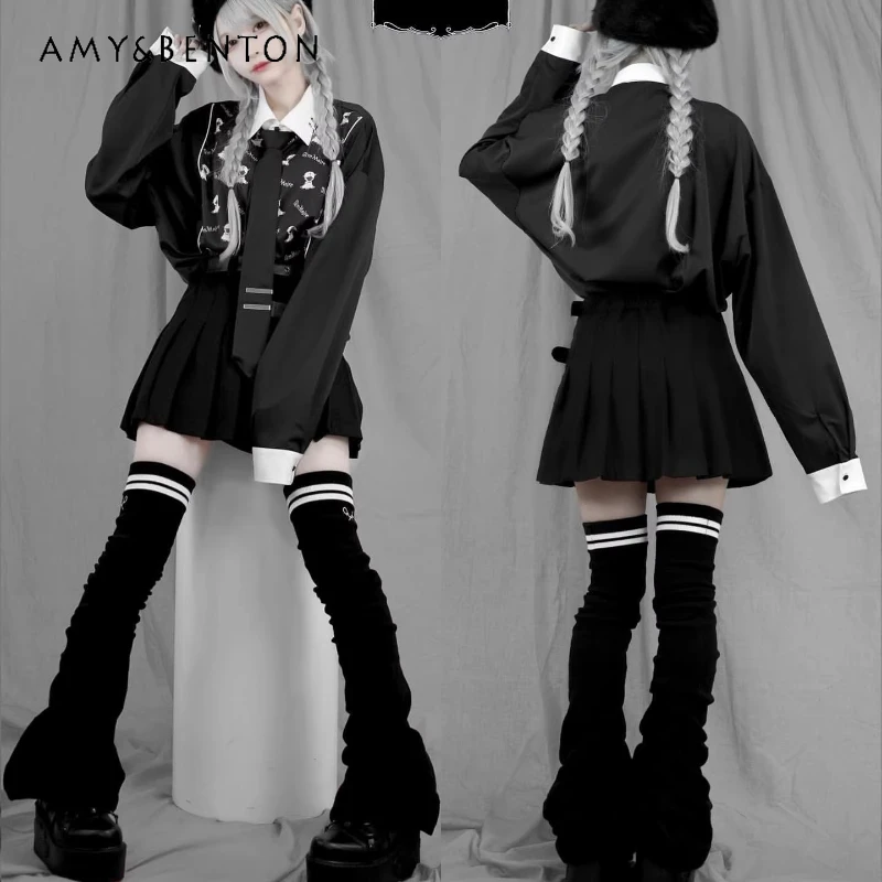 

Женские носки-гармошка в стиле субкультуры, оригинальный дизайн, в стиле Dark Academy, милые, крутые, Y2K, с вышивкой, универсальные, теплые, для женщин