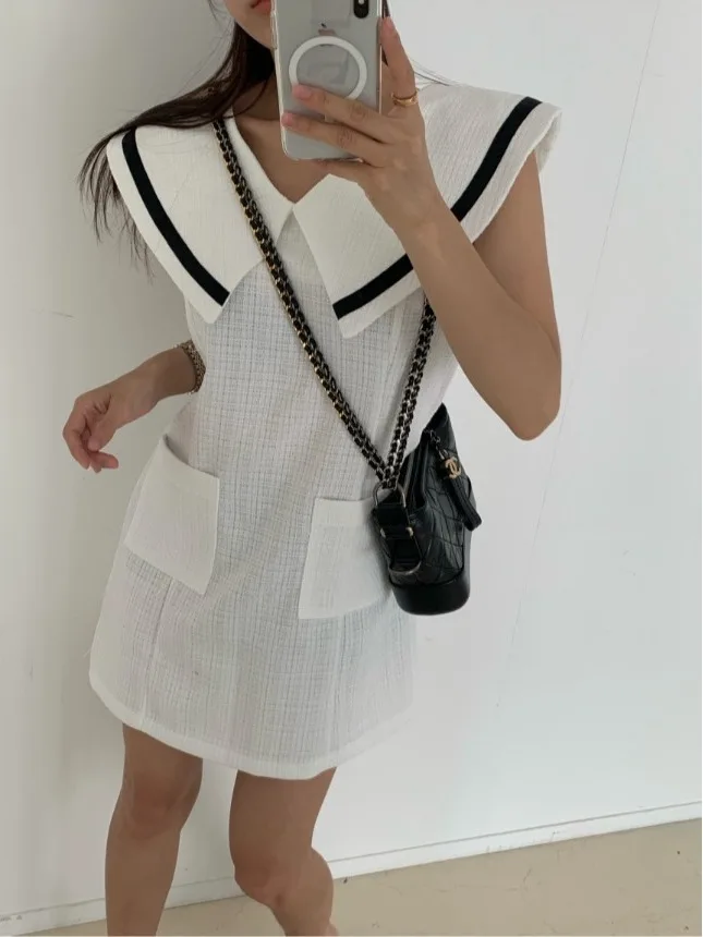 Marinekragen Svel Dr mit kleinem Pariser Sle Commute Ort Rock Chinesischer Hersteller Sommersaison