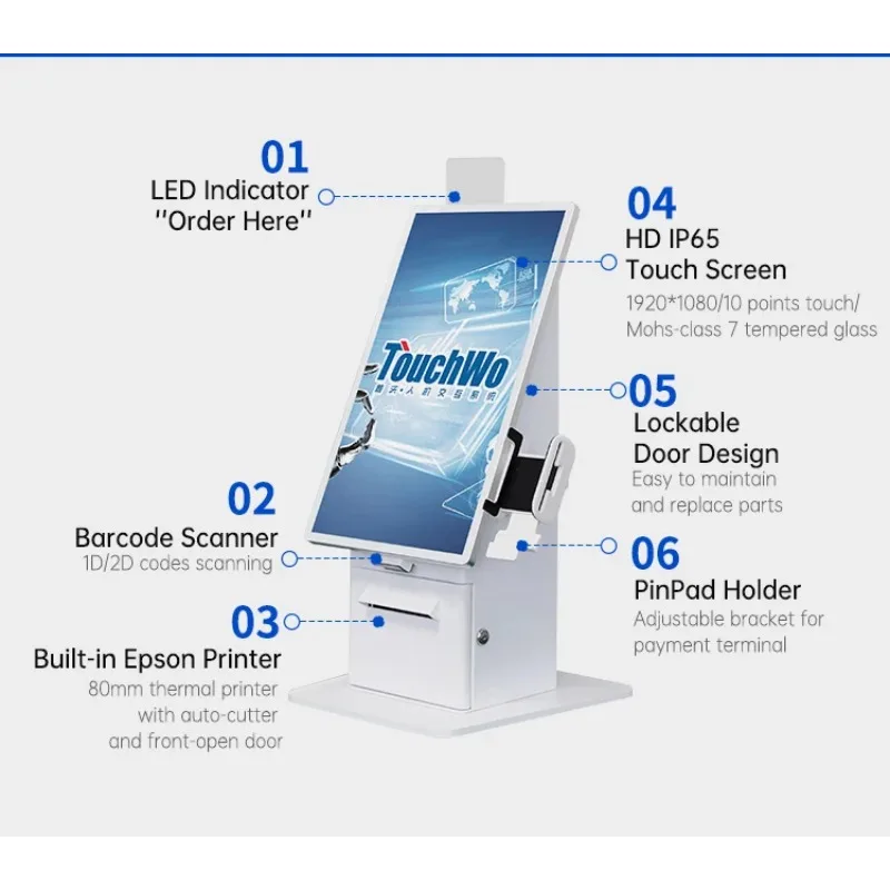 Irxsee شعار ملون قابل للتخصيص الخدمة الذاتية كشك الطوطم شاشة تعمل باللمس شبه في الهواء الطلق داخلي مول طلب كشك