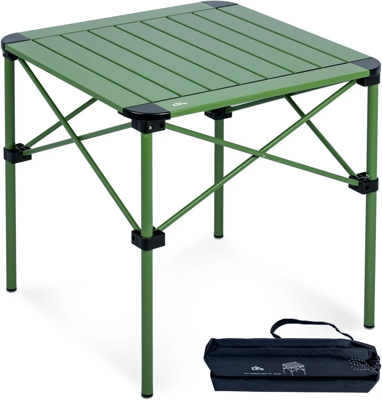 

Folding Square Table with Carry Bag for Camping, Picnic, BBQ - Green, M