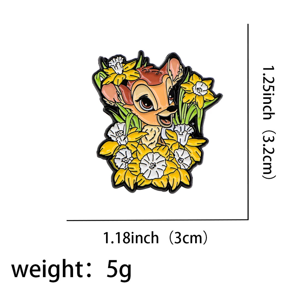 Cute Deer Enamel Pin Cartoon Brooch Pines Lapel Pins Flower Badge on Backpack Clothing Accessories Fashion Jewelry Friends Gift