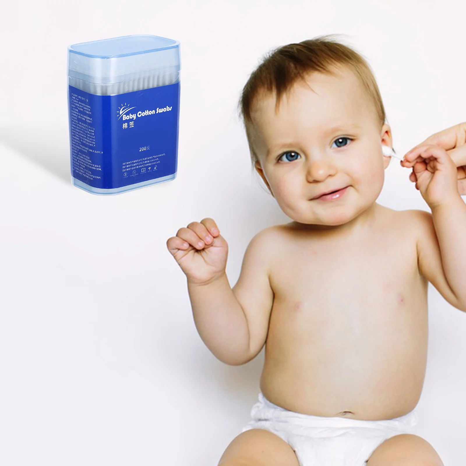 2 scatole Tamponi di cotone per la pulizia dell'orecchio del bambino Bastoncini di cotone per trucco multifunzionali morbidi a doppia estremità usa e getta per la cura del bambino domestico