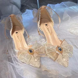 Chaussures à Talons Hauts de 8.5cm, Élégantes, Rétro, Lolita, Style Court, Cosplay, Fleur, Mariage, Magnifique, Nministériels d en Satin, Perle, Gemme, Ruban, Fleur