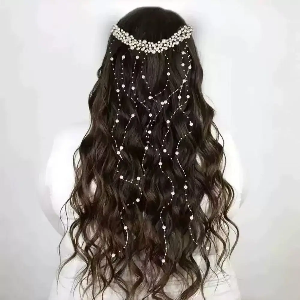 Elegant Bridal Hair Comb Tassel Decoration Artificial Pearl Bead Tassel Hair Comb Exquisite Bead Bride Hair Clips Bride Wedding image 3