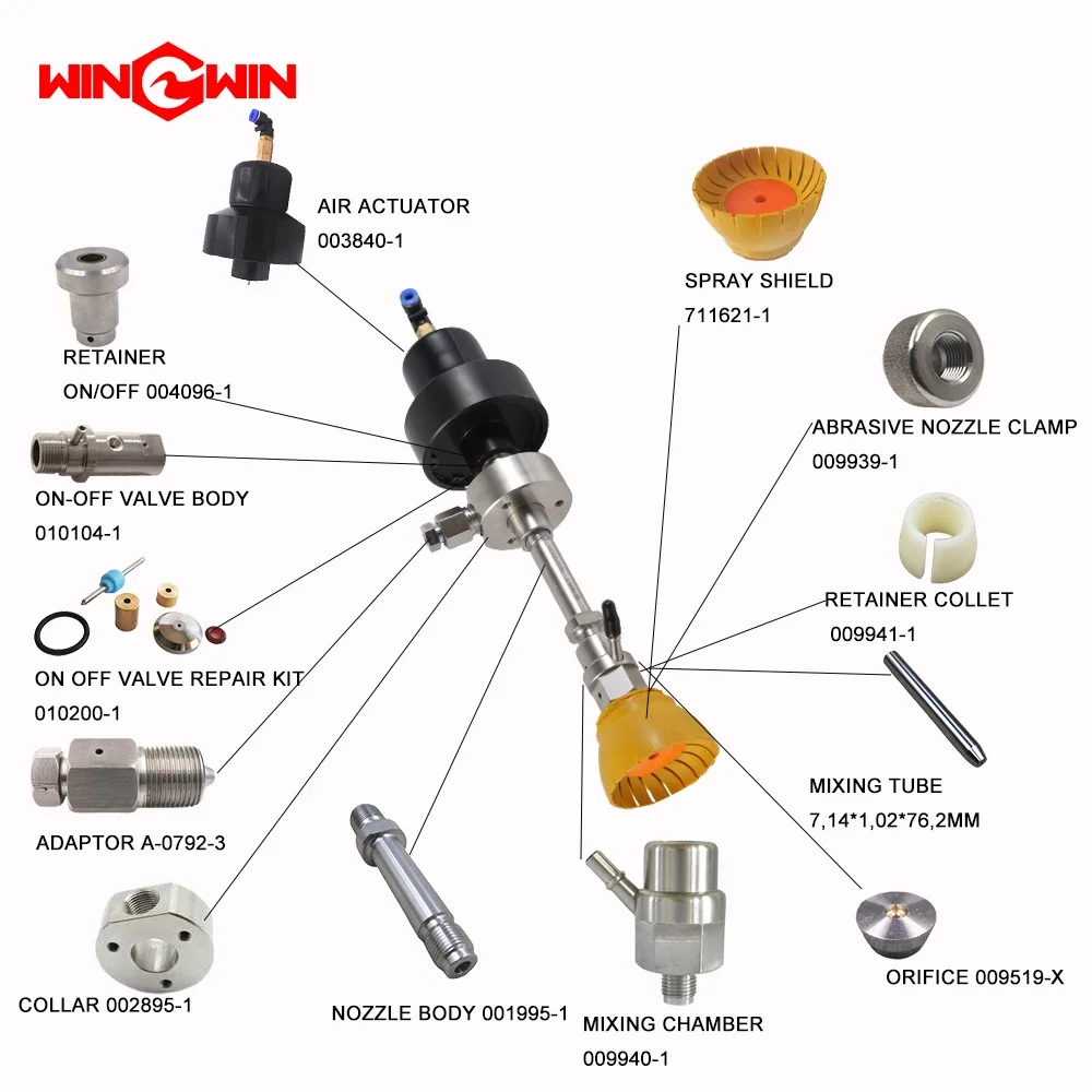 Waterjet 1/4" Kerah Katup Nyala/Mati Mini 710868 -1 tubuh nozzle kerah 710869 -1 mur rumah 710867 -1