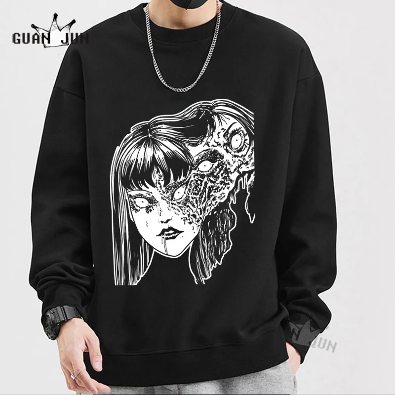 2022 New Harajuku Long Sleeve Sweatshirts for Women Ladies Junji Ito Graphic Pullover Korean Style Clothes Horror Manga Dropship