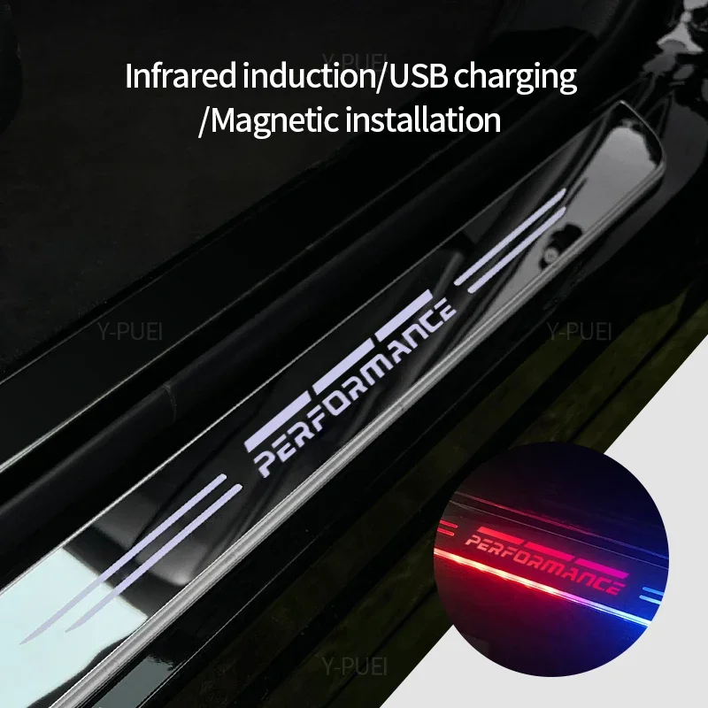 Lampu Logo lampu ambang pintu mobil LED kustom Pedal pelat lecet mobil untuk BMW1 2 3 4 5 7 Series X1 X3 X4 X5 X6