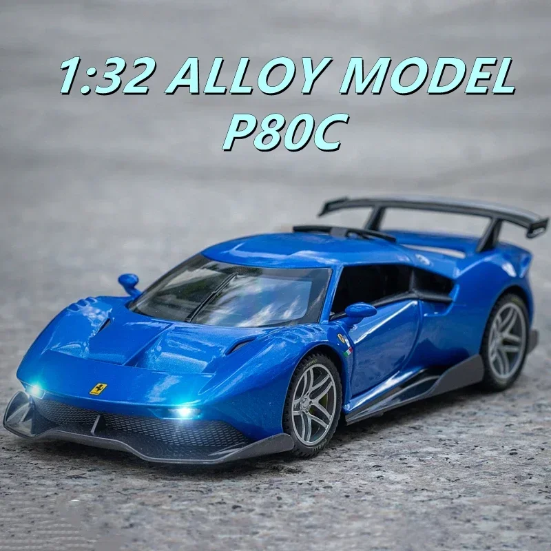 1/32 Laferrari P80C Alloy Racing Car Model Diecasts Metal Toy Sports Super Car Model Simulation Sound Light Collection Kids Gift