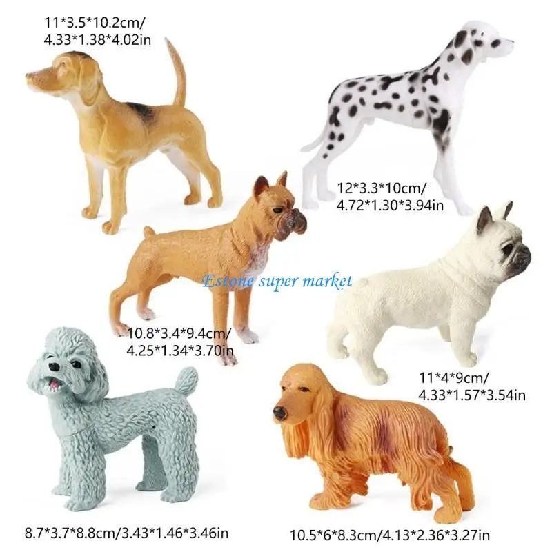 090B Dog Statue Figure Toy Kids Collection Poodle Dog Figurine Desk Display Decors