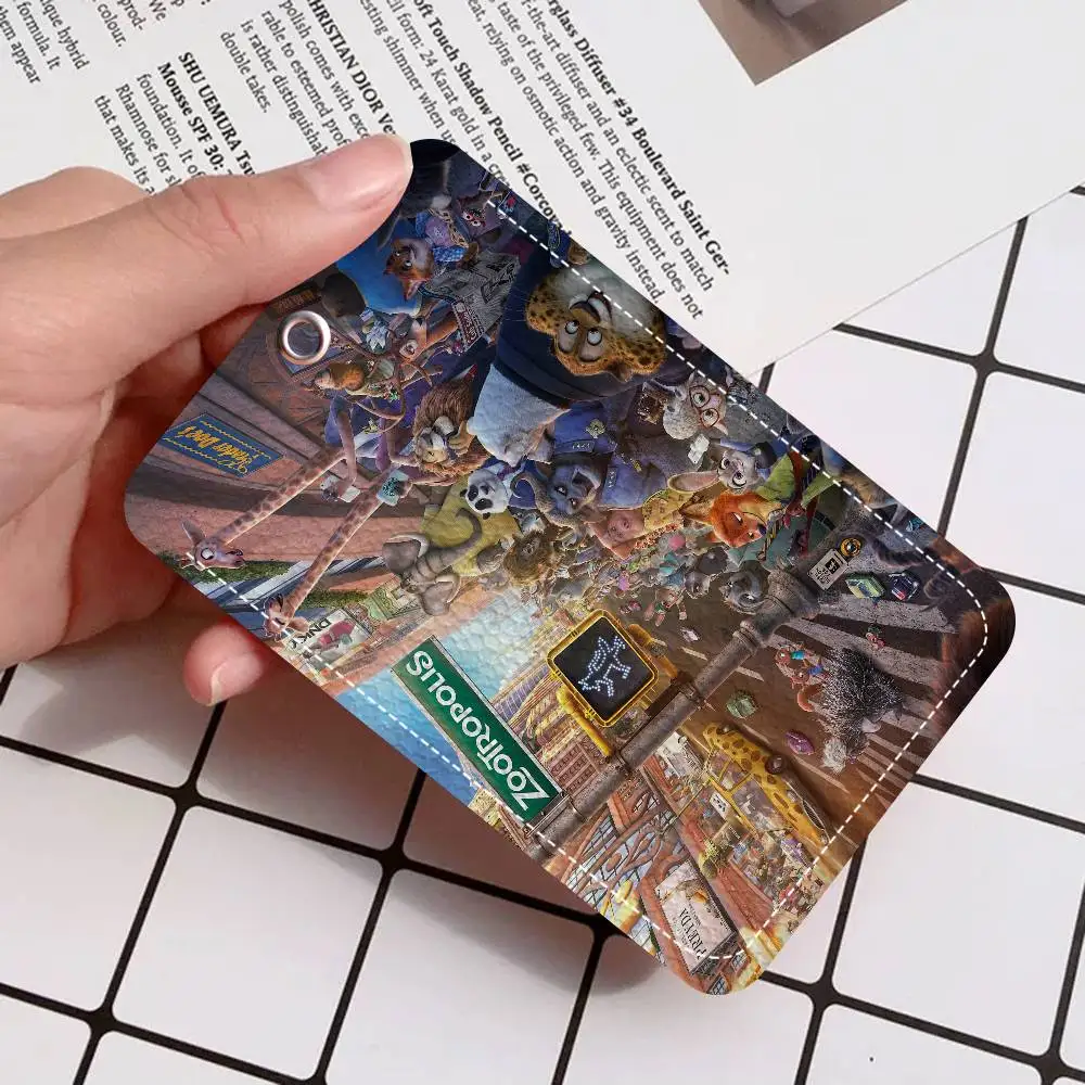 Z-Zootopia بو الجلود الناعمة مستطيلة حامل بطاقة المفاتيح التعريفي مصعد غطاء للحماية الشباب Faion Accory