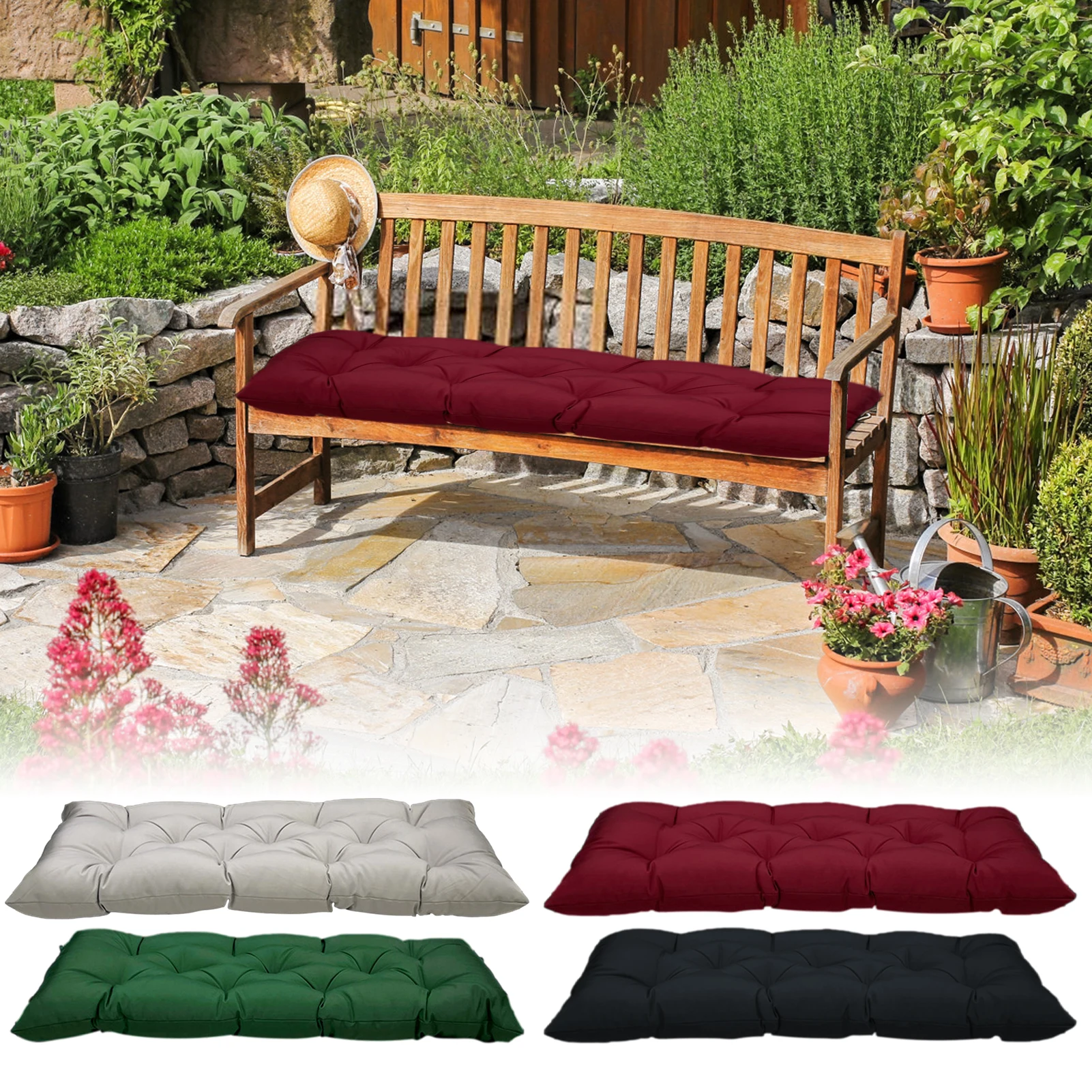 Outdoor Bench Cushion Waterproof Sunscreen Wood Chair Cushion Waterproof Indoor Bench Cushion Porch Swing Cushion