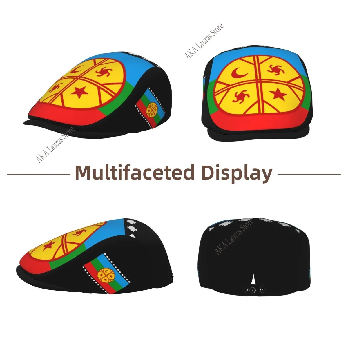 Spring and summers Mapuche Flag Newsboy Caps Flat Peaked Cap Girl and Women Painter Beret Hats