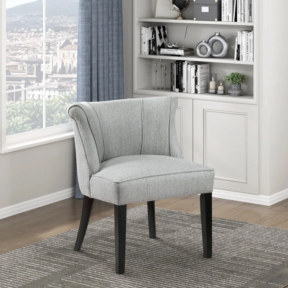 Foam Cushion Seat 1pc Accent Chair Curved Back Gray Fabric Upholstered Espresso Finish Legs Modern Home Furniture