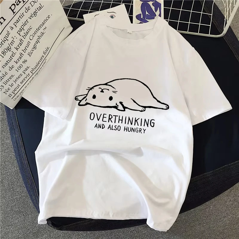 Semplice disegno a pennello Gatto non oggi T Shirt anni '90 Graphic Rock Top Tees Donna Harajuku T-shirt vintage Fashion Queen Women T Shirt