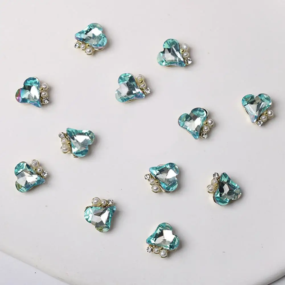 10 قطعة/المجموعة مسمار الفن ديكور شكل قلب الراين مسمار سحر فو اللؤلؤ مانيكير ديكور