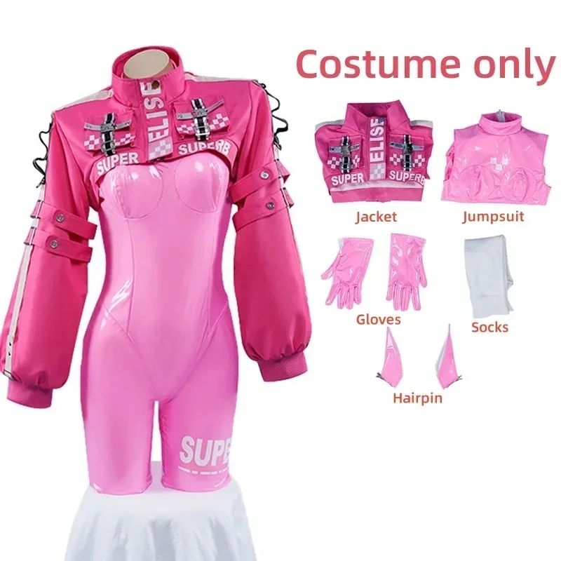 ♥   Nouveau Costume de Cosplay Alice 2026 – Combinaison Entière Déesse de la Victoire avec Gants, Perruque, Latex, et Veste – Tenue Complète ★   Regardez-moi