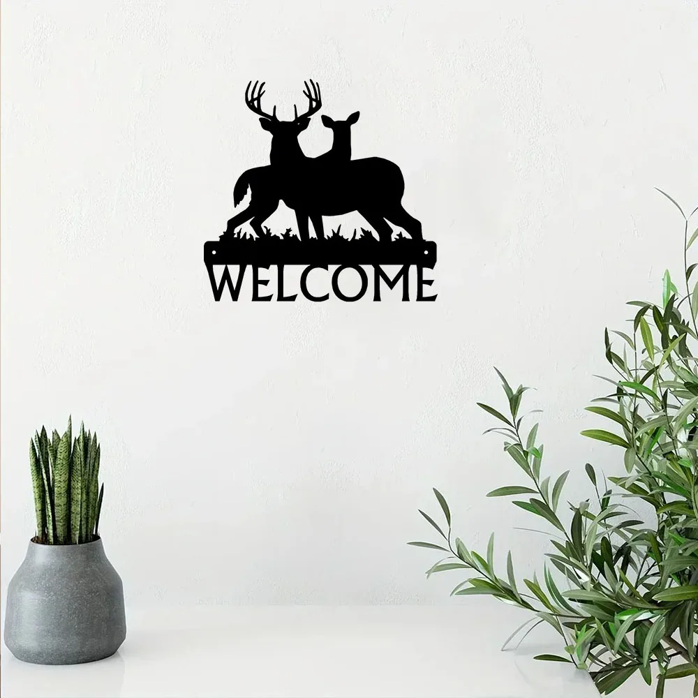 Gorgeous Deer Buck Artwork Wall Stickers – Stunning Family Shape Welcome Sign. Splendid for Wildlife Fans and Home Decor