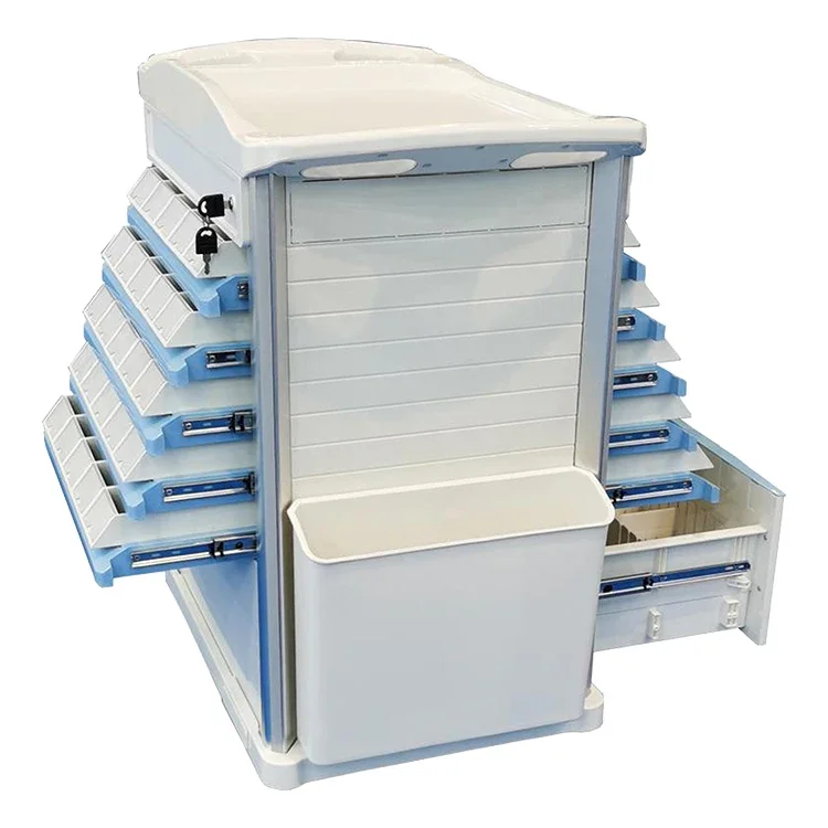 Best Selling Mobile Medical Cart Double Side Tray Trolley Medical Cart Compact Medical Trolley Cart For Hospital