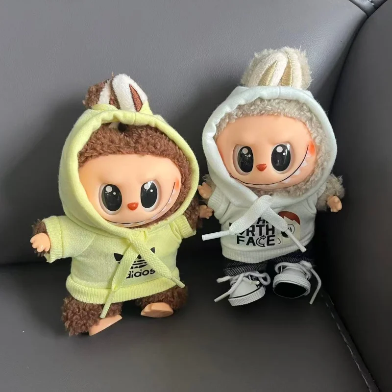 Pour Labubu vêtements poupée V1 V2 V3 tenues noir blanc à capuche avec short à revers chaussure diverses couleurs poupée bricolage accessoires Options