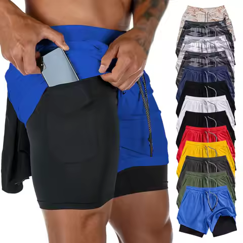 Men's Summer double-deck Quick Dry Gym Athletic Workout Casual Shorts Comes in Many Colors with Compression Liner and Towel Loop