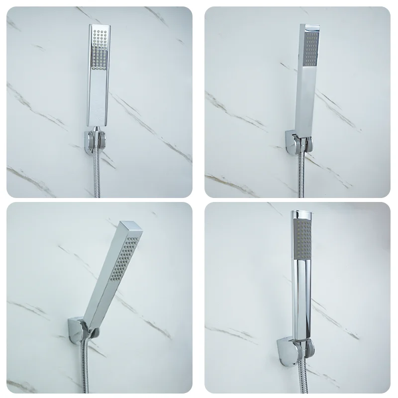 Silver Chrome Solid Brass Handheld Shower Head Cylindrical Hand Shower Bathroom Shower Replacement Sprayer G1/2 Faucet Accessory